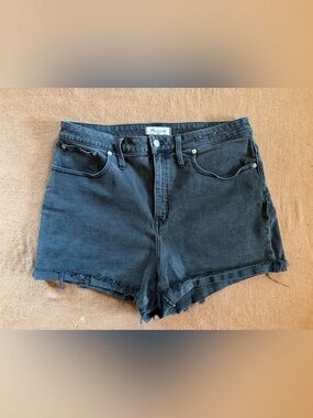 Madewell Washed Black Denim Cutoff Shorts